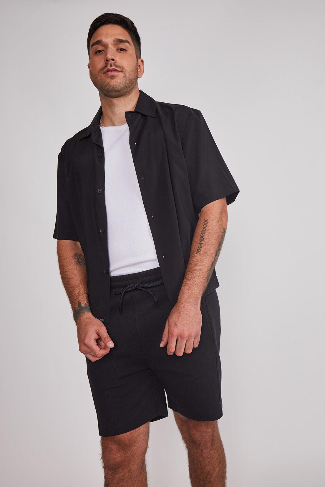 Bermuda Hombre Franela Corte Negro Sioux-3