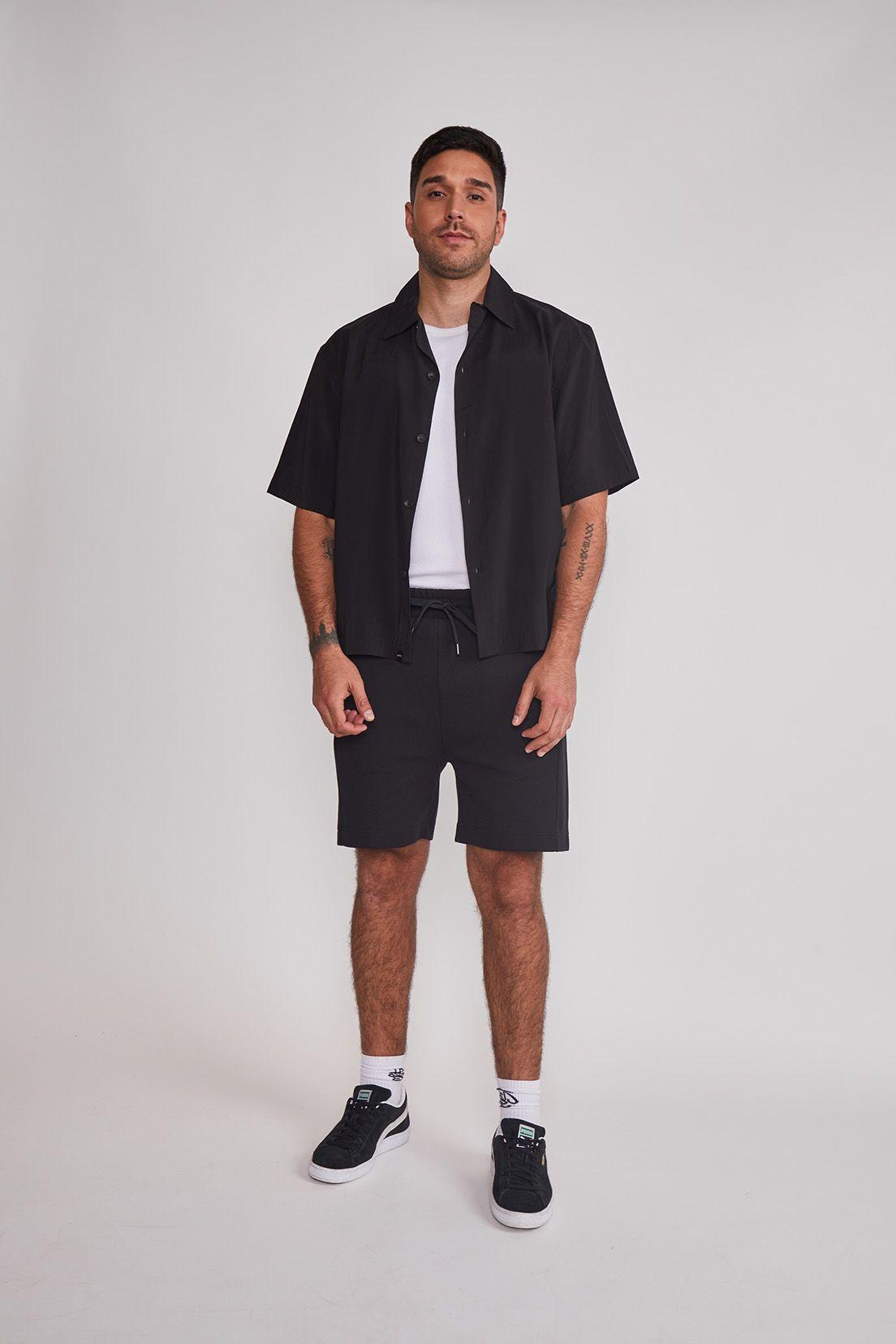 Bermuda Hombre Franela Corte Negro Sioux-4