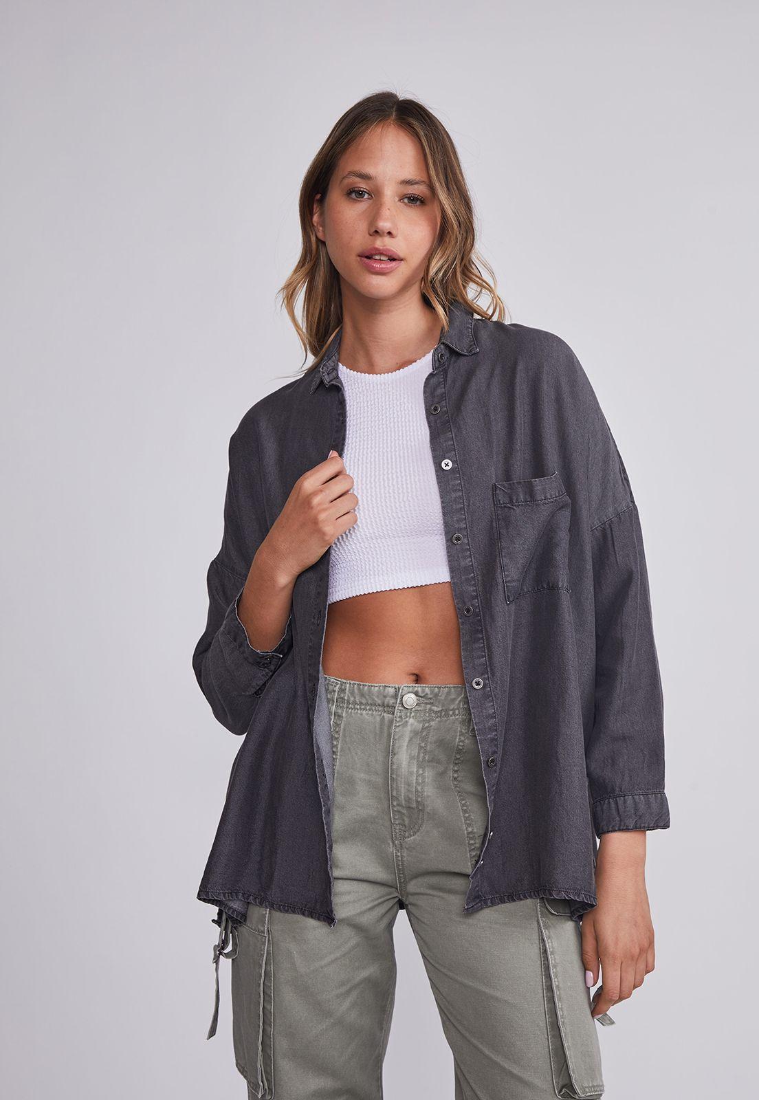 Blusa Mujer Gris Tencel Oversize Sioux-3