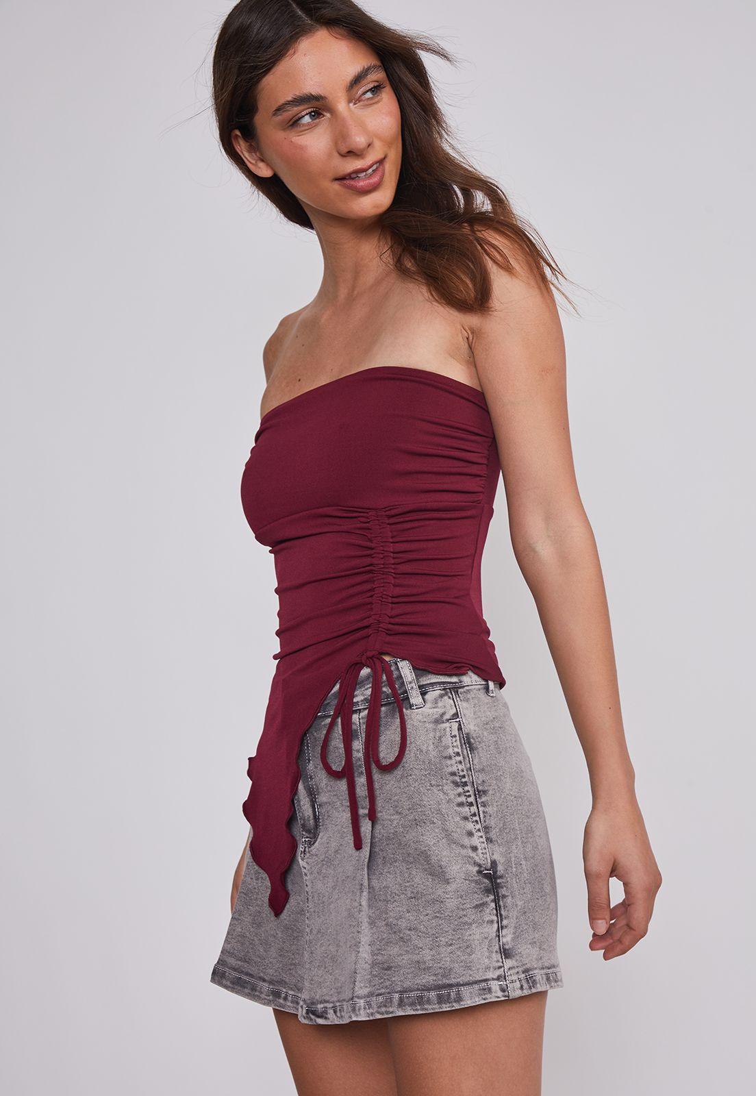 Peto Mujer Recogido asimétrico Burdeo Sioux-1