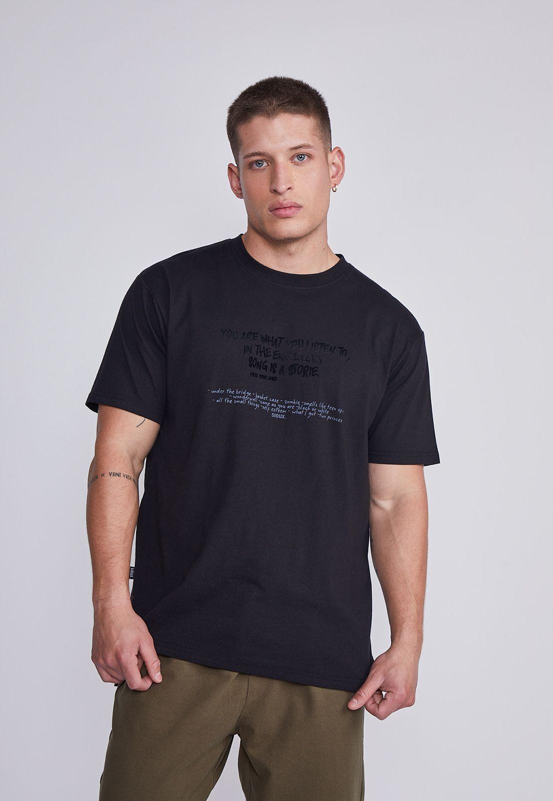 Polera Hombre Negro Canciones Sioux-0