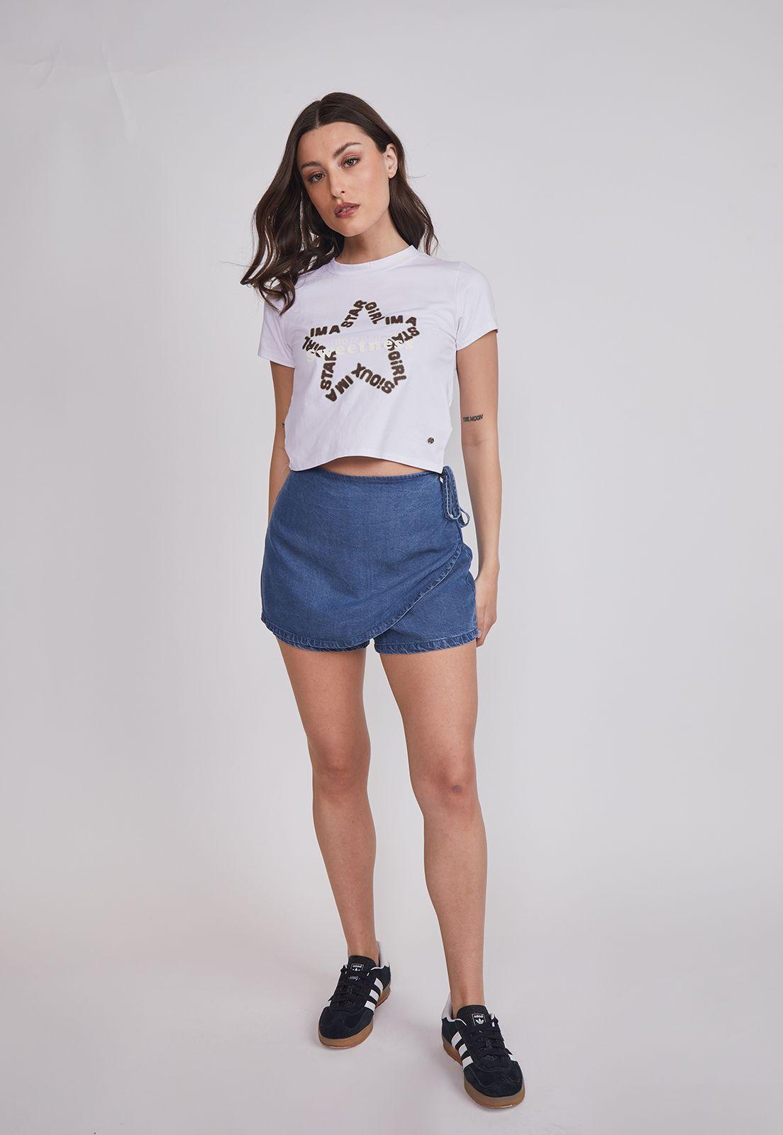 Falda Short Mujer Lyocell Celeste Sioux-4