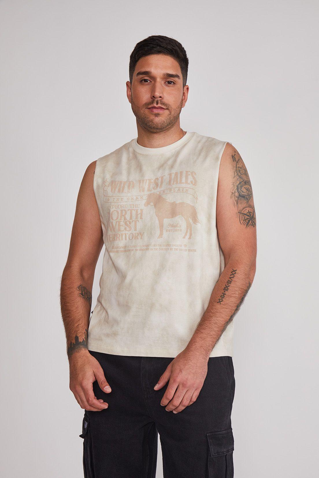 Polera Sin Manga Hombre Vaquero Beige Sioux-0