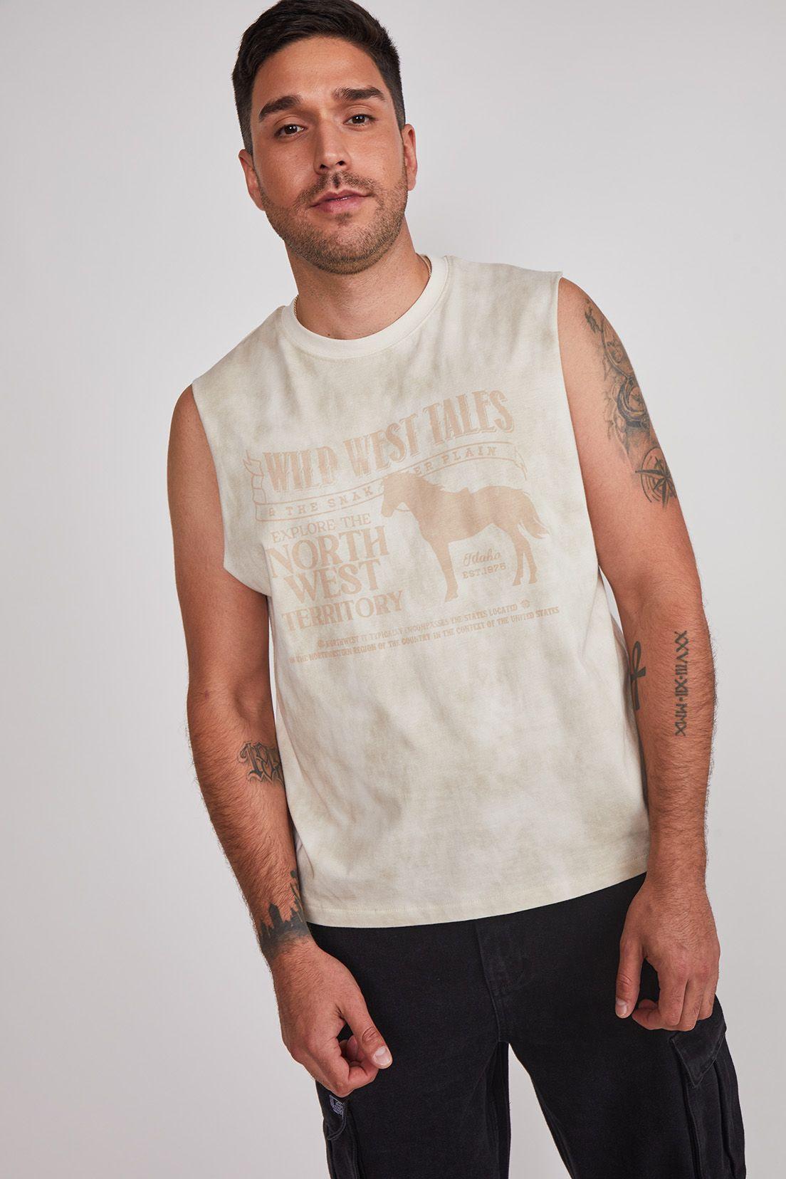 Polera Sin Manga Hombre Vaquero Beige Sioux-3