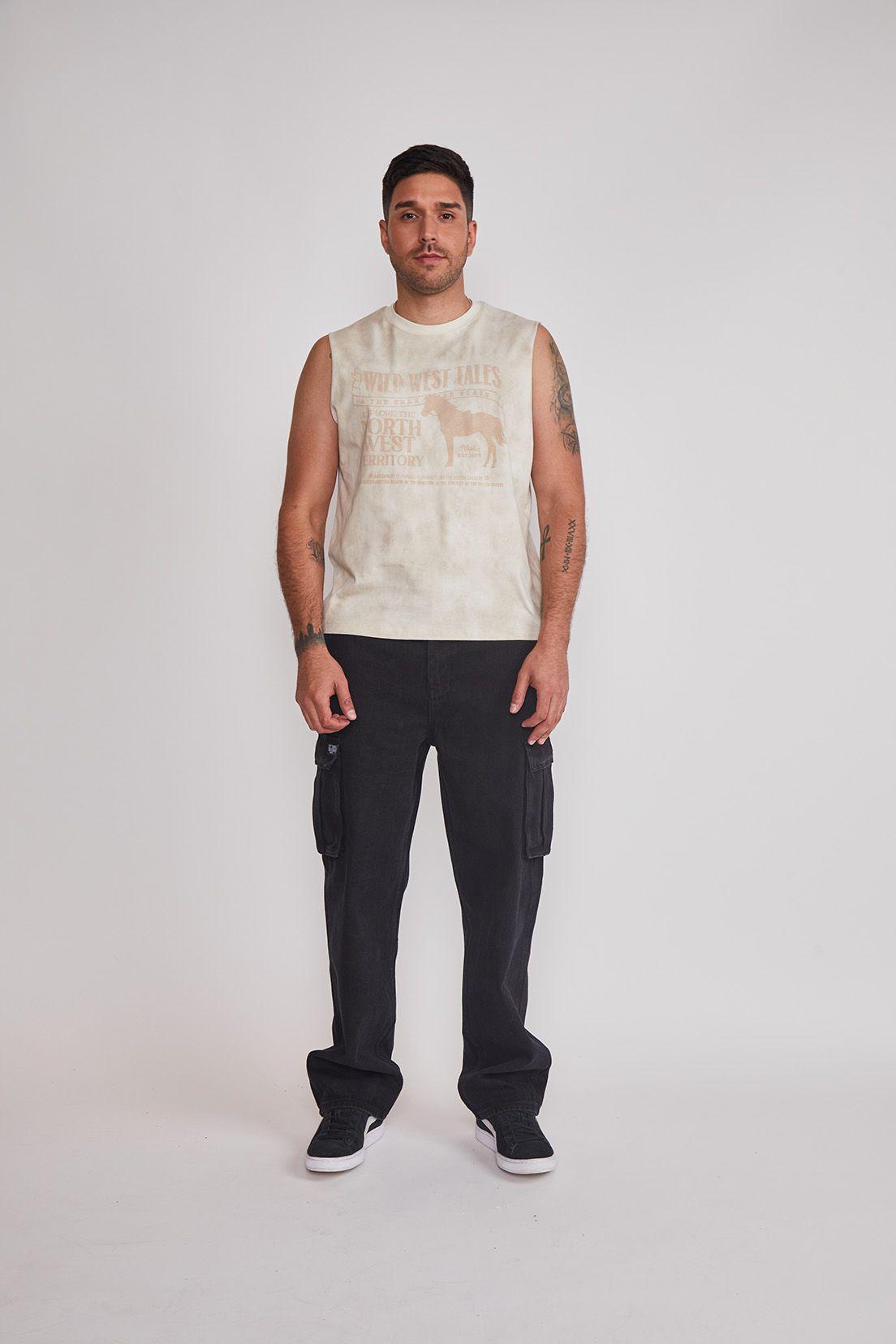 Polera Sin Manga Hombre Vaquero Beige Sioux-4