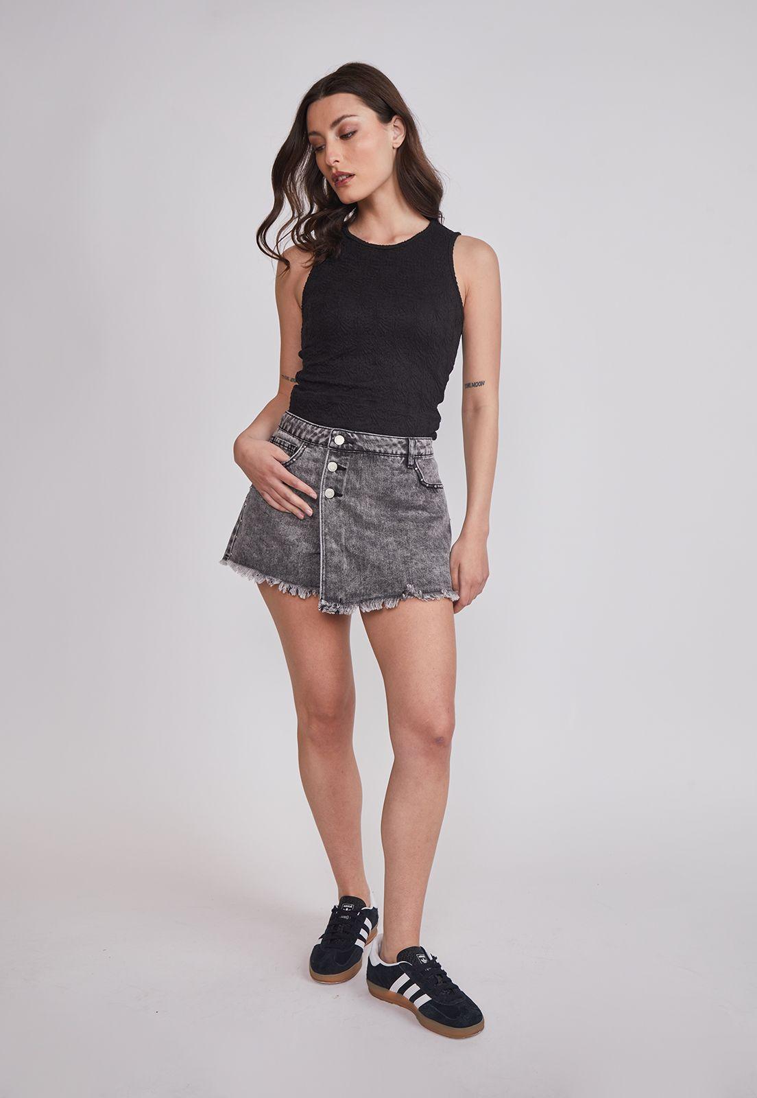 Falda Mujer Denim Tachas Gris Sioux-4