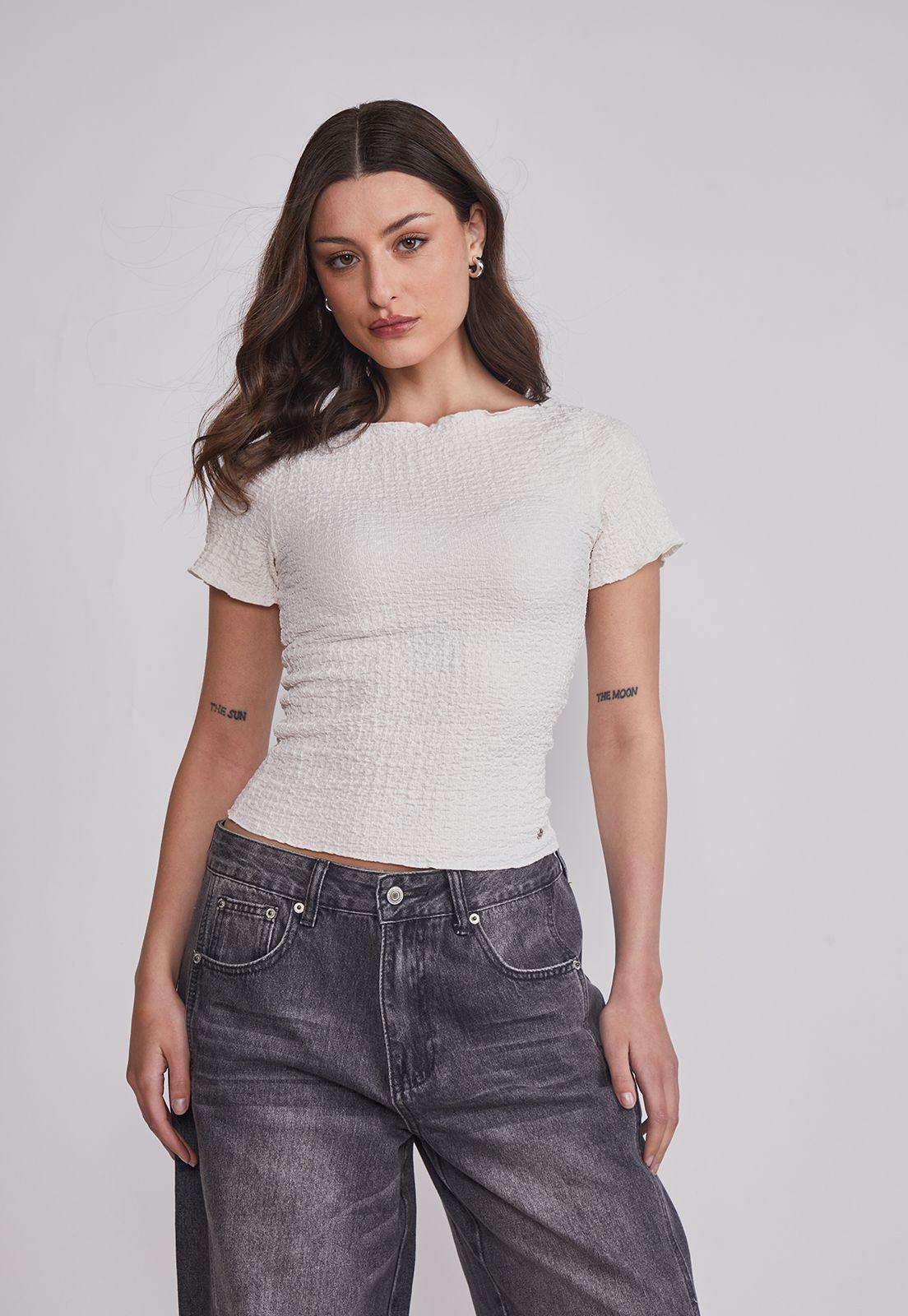 Polera Mujer Texturada Rulet Crudo Sioux-0
