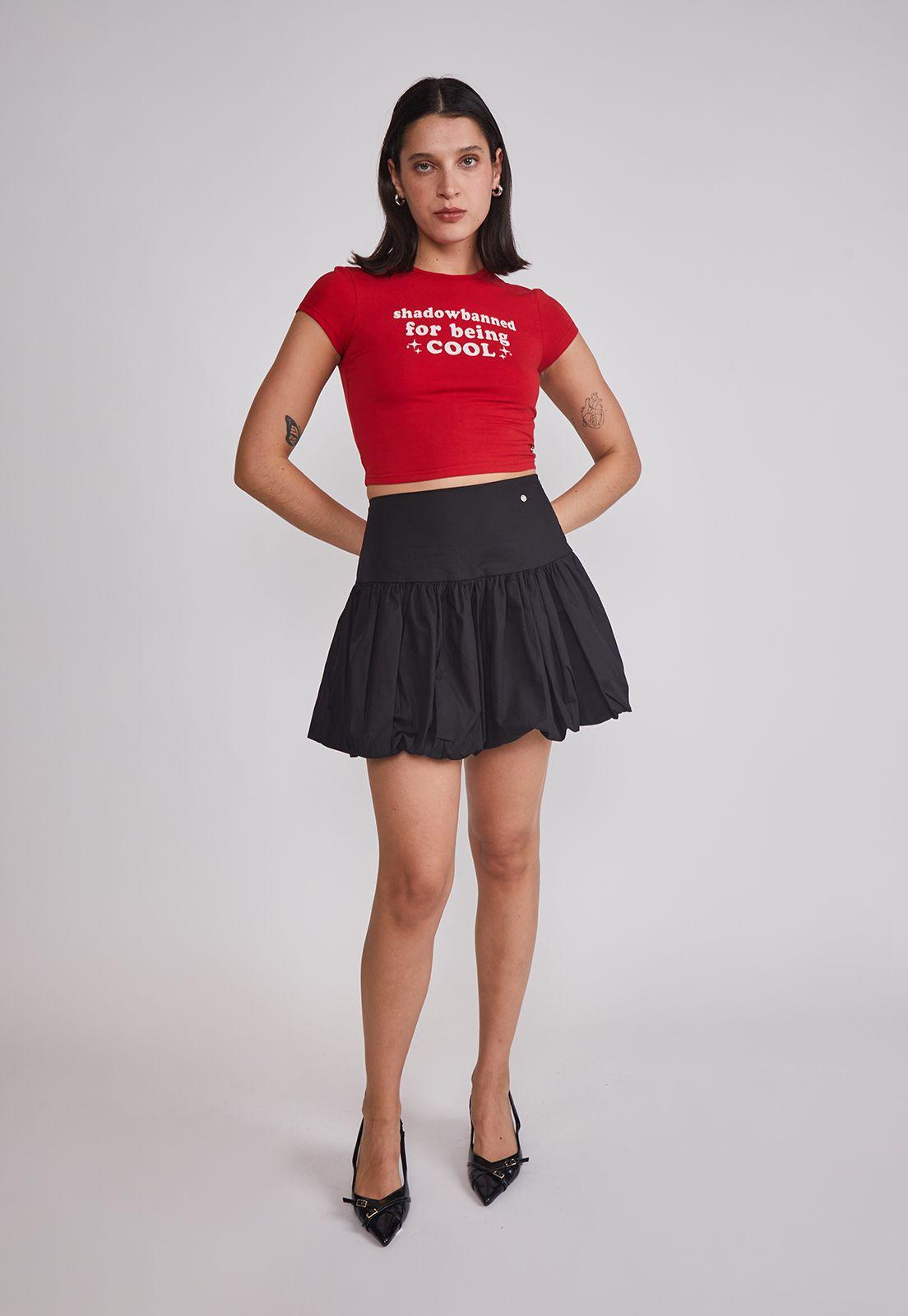 Polera Mujer Baby Tee Glitter Rojo Sioux-4