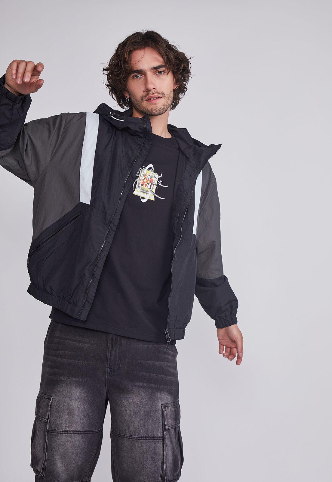 Cortaviento Hombre Negro Vintage Sioux-1