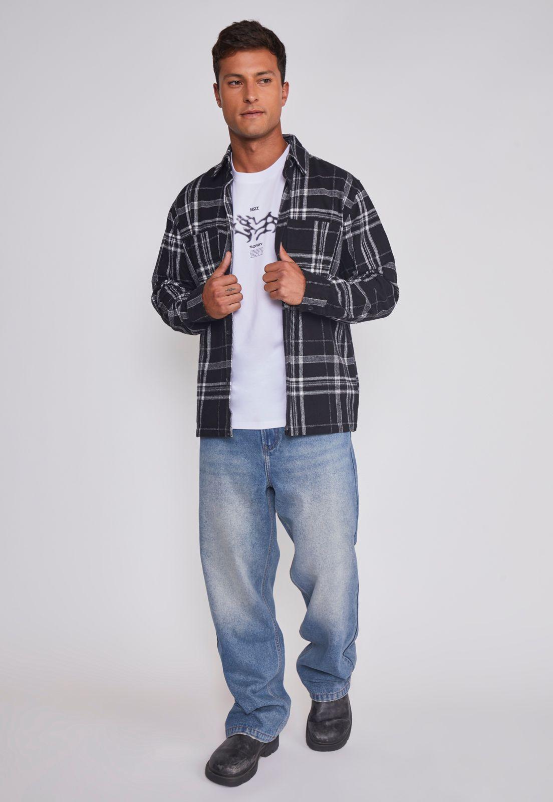 Sobrecamisa Hombre Escocesa Negro Sioux-2