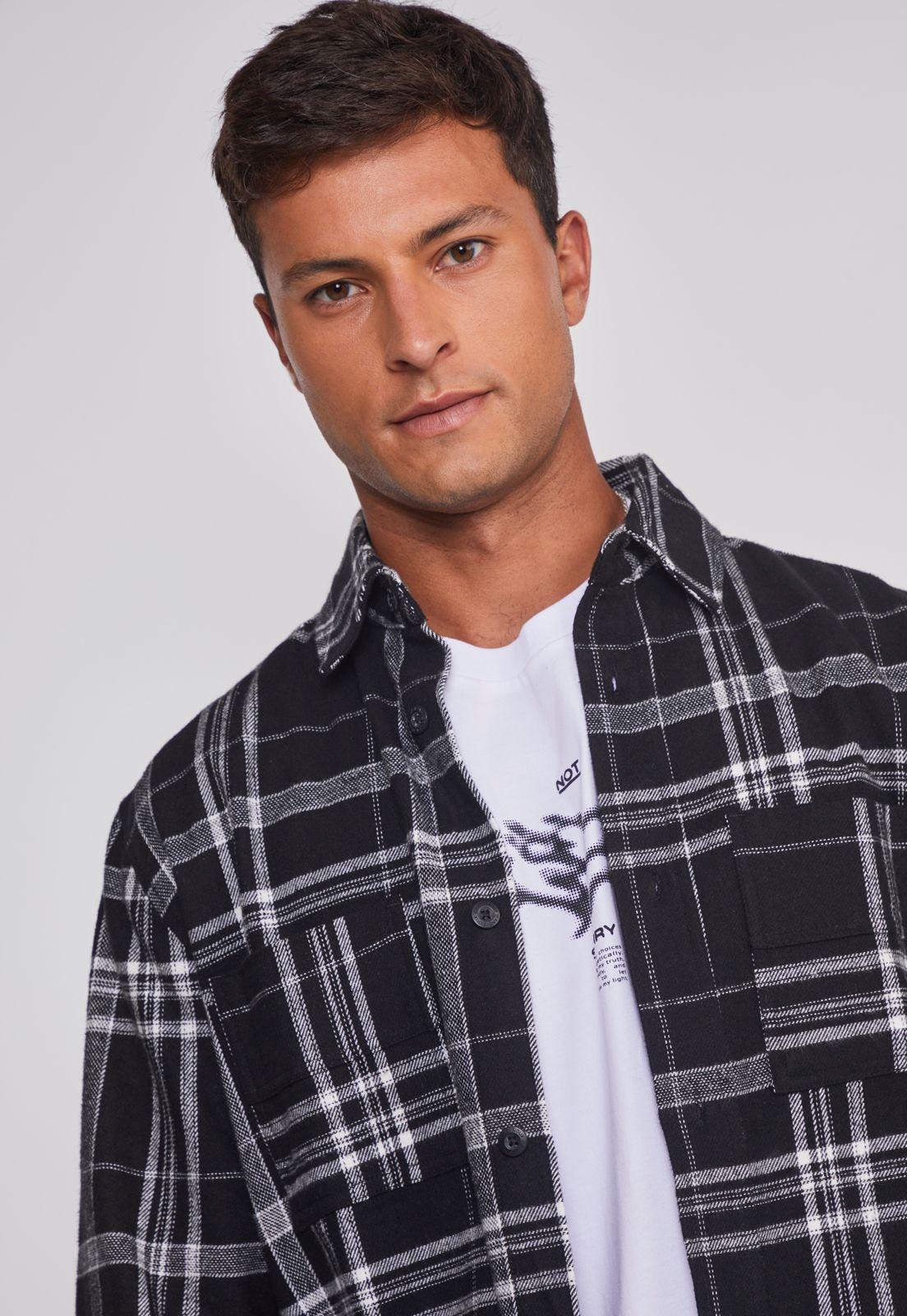 Sobrecamisa Hombre Escocesa Negro Sioux-3