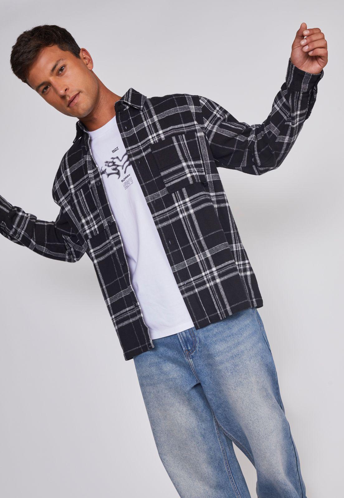 Sobrecamisa Hombre Escocesa Negro Sioux-4