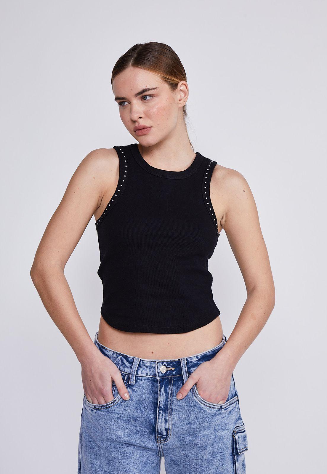 Peto Mujer Negro Tachas Sisa Sioux-0