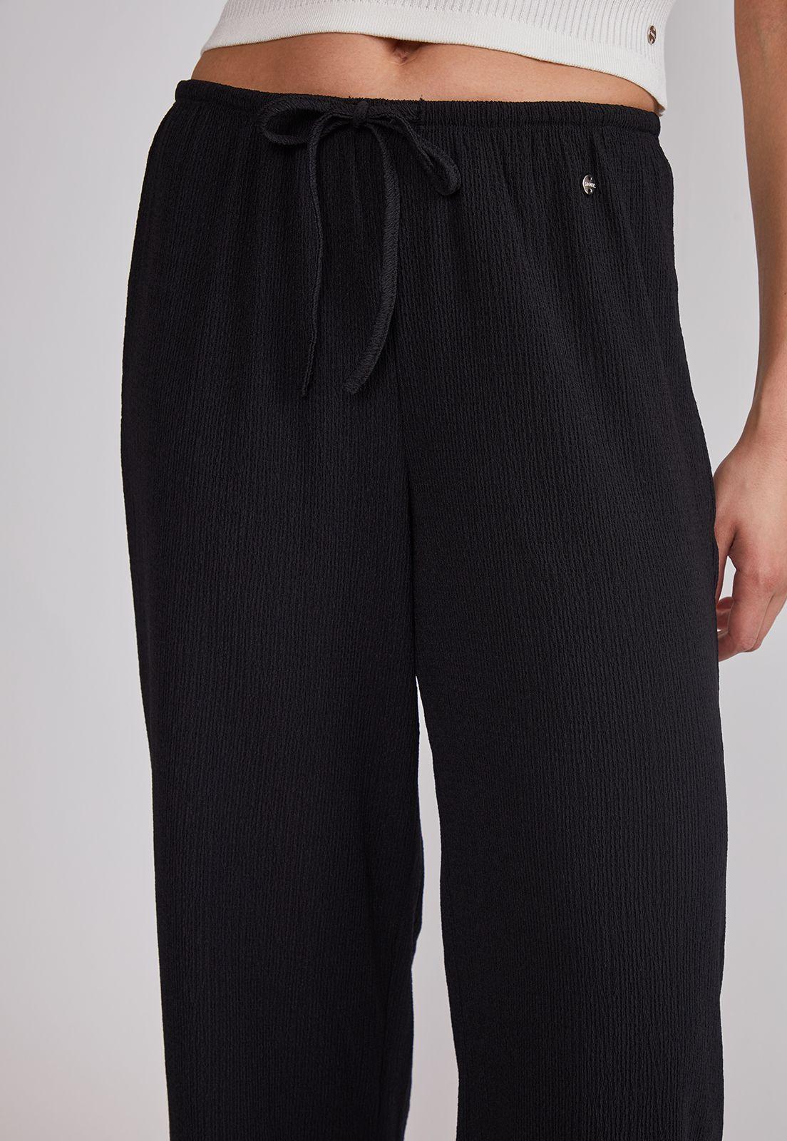 Pantalón Mujer Wide Leg Texturado Negro Sioux-2