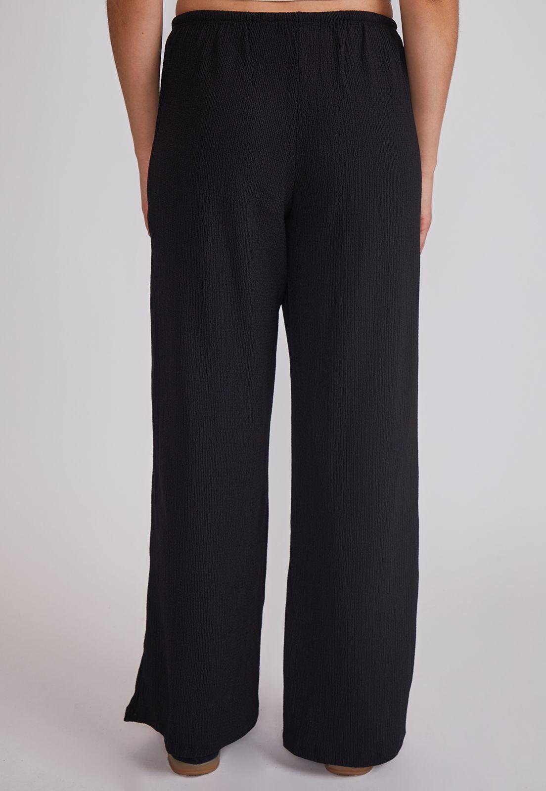 Pantalón Mujer Wide Leg Texturado Negro Sioux-3