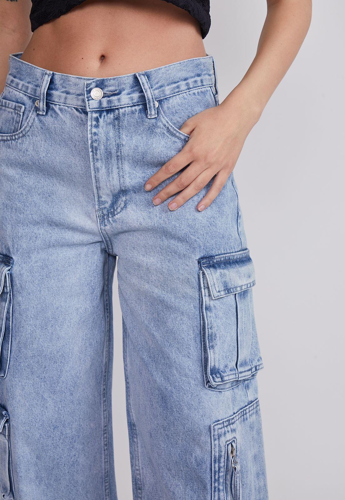 Jeans Mujer Wide Leg Multipocket Celeste Sioux-2