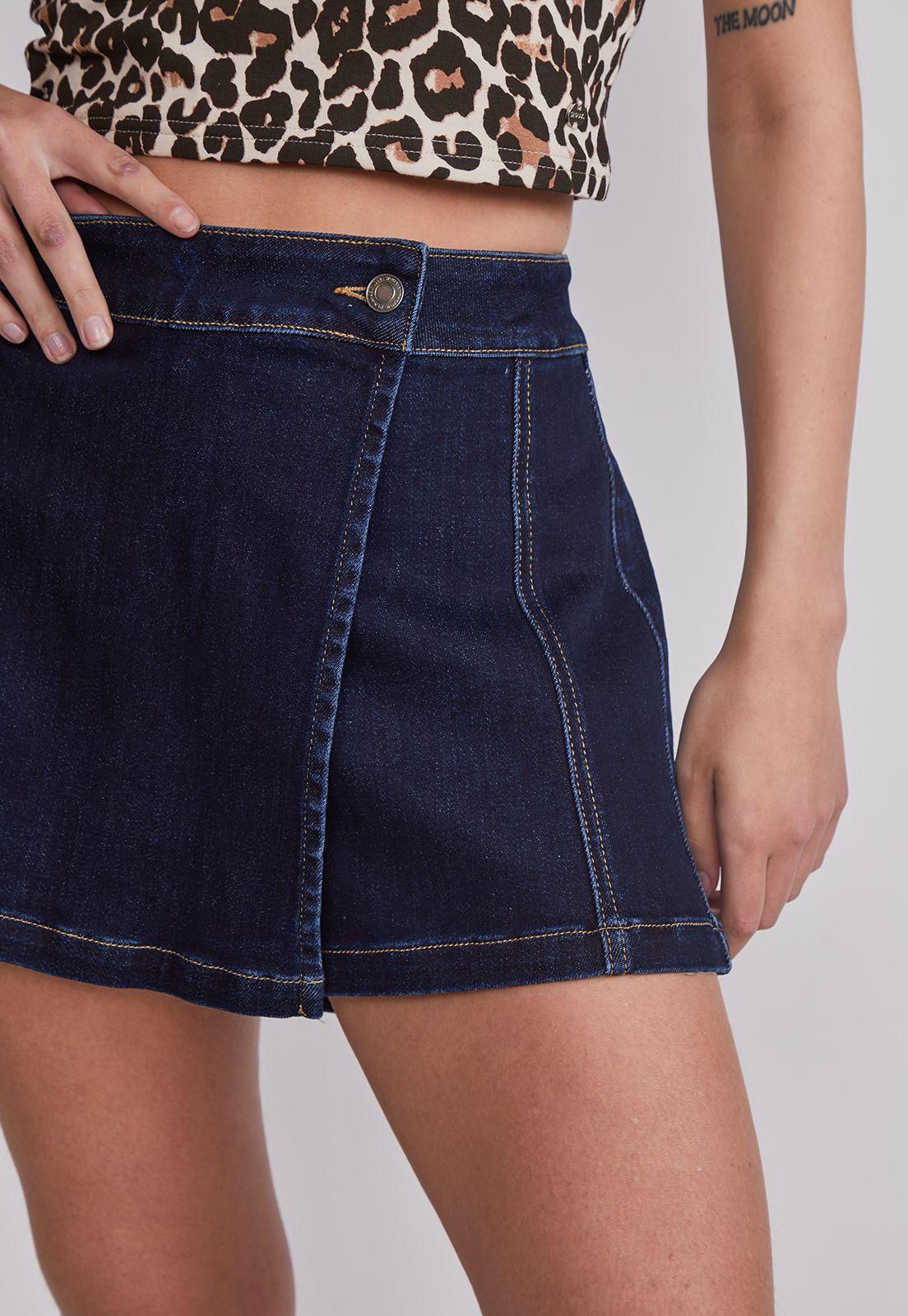 Falda Short Mujer Elasticada Azul Sioux-2