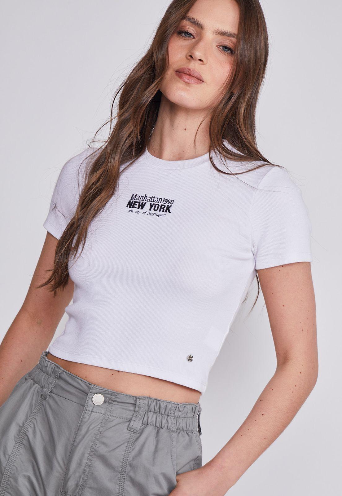 Polera Mujer Blanco Bordado NY Sioux-1