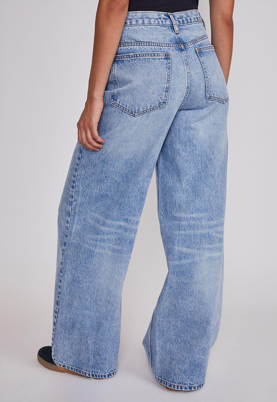 Jeans Mujer Wide Leg Boton Cruzado Celeste Sioux-1