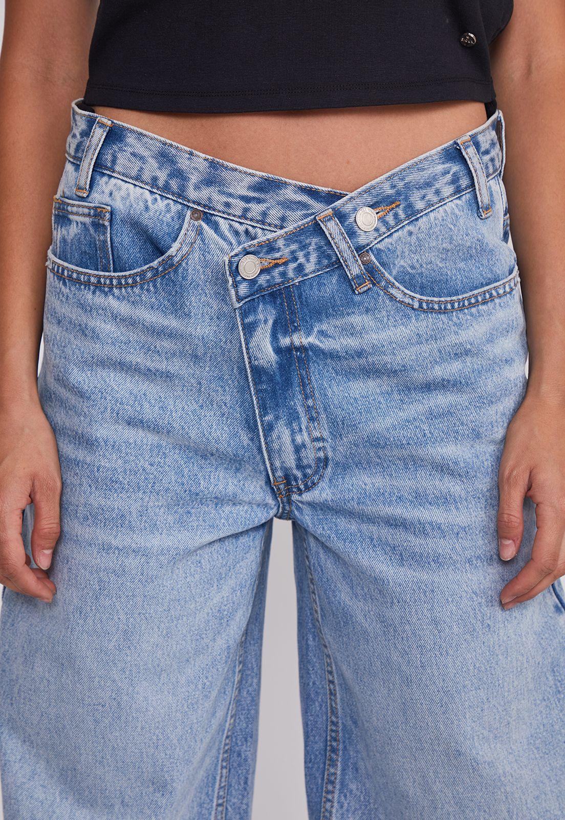 Jeans Mujer Wide Leg Boton Cruzado Celeste Sioux-3