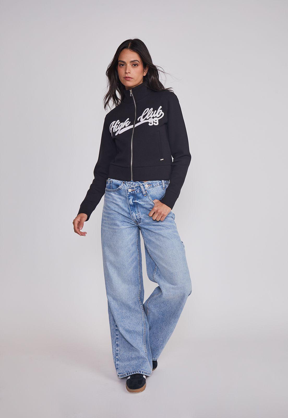 Jeans Mujer Wide Leg Boton Cruzado Celeste Sioux-4