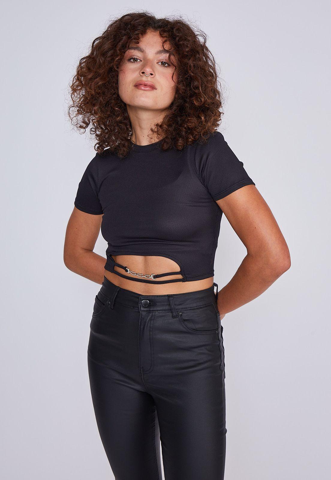 Polera Mujer Tiras Metal Negro Sioux-0