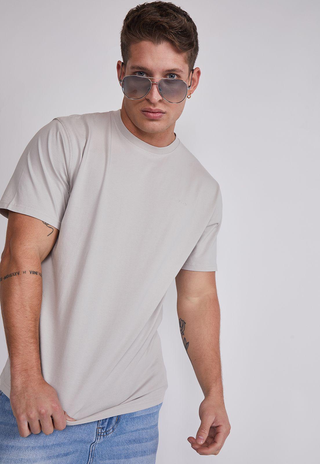 Polera Hombre Básica Lisa Gris Sioux-1