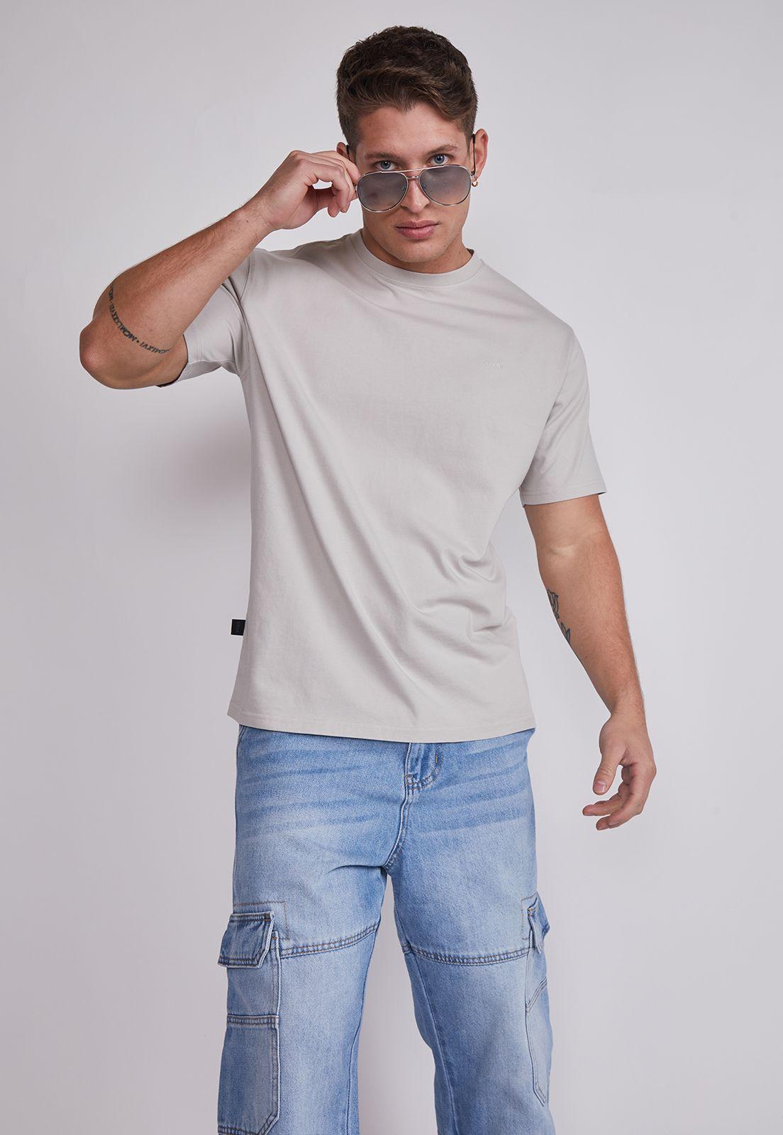 Polera Hombre Básica Lisa Gris Sioux-4