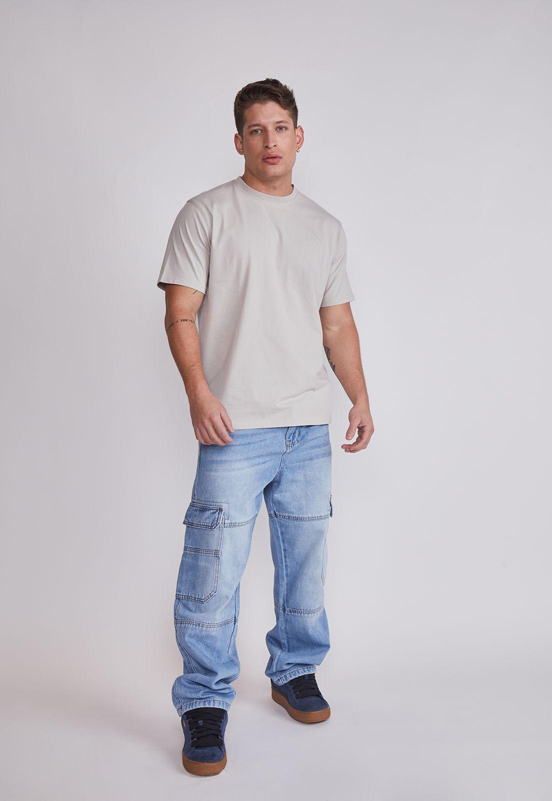 Polera Hombre Básica Lisa Gris Sioux-5