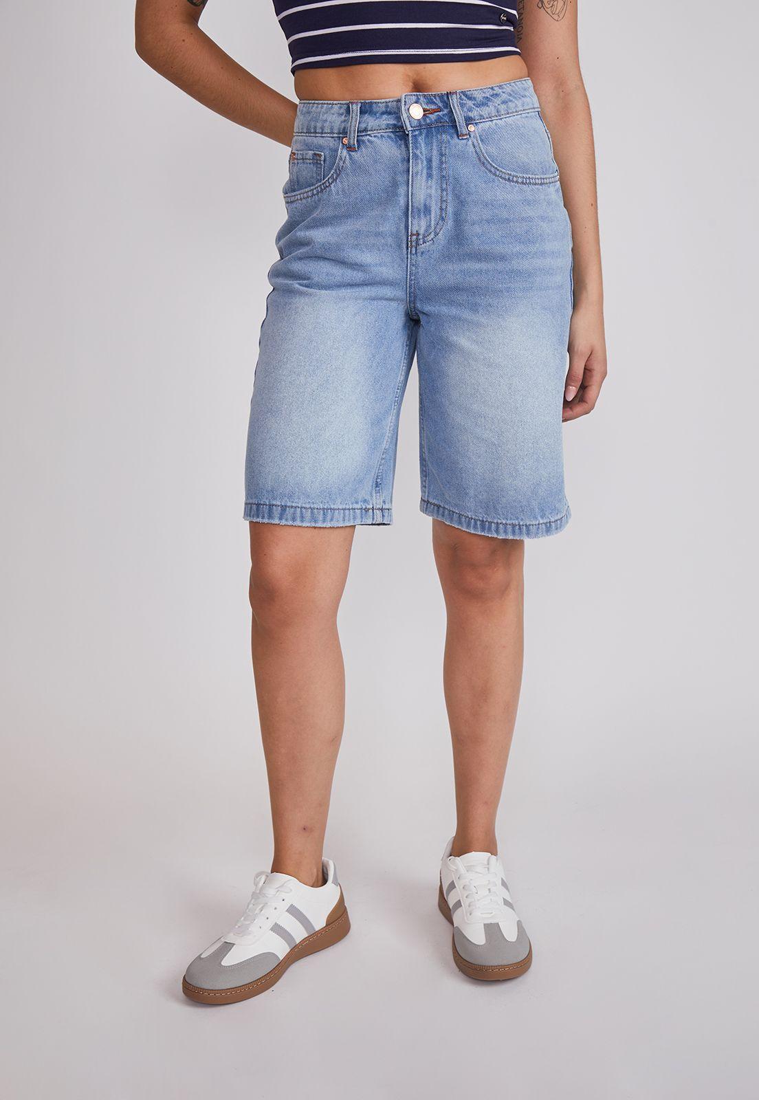 Short Mujer Denim Tiro Medio Celeste Sioux-0