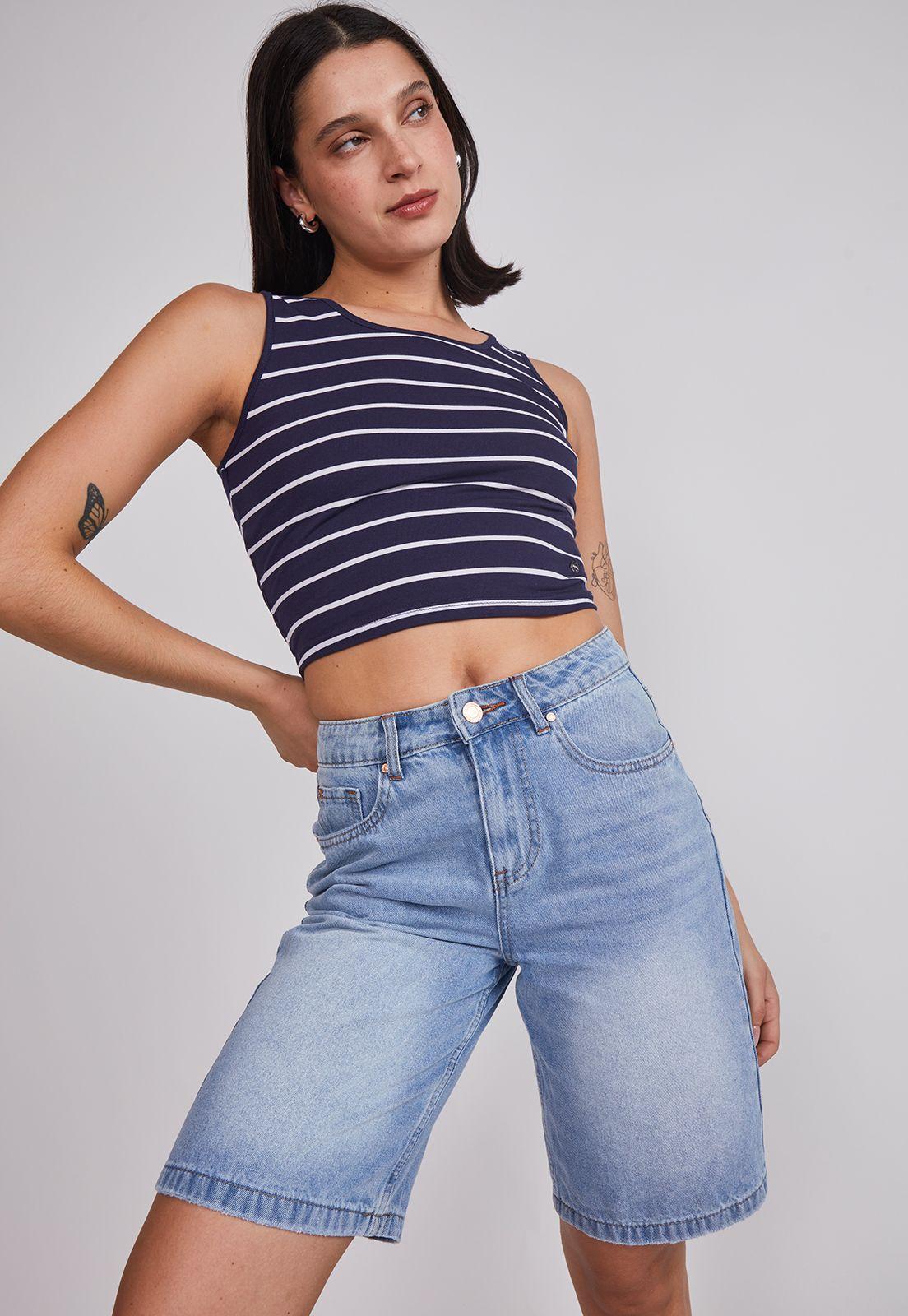 Short Mujer Denim Tiro Medio Celeste Sioux-1