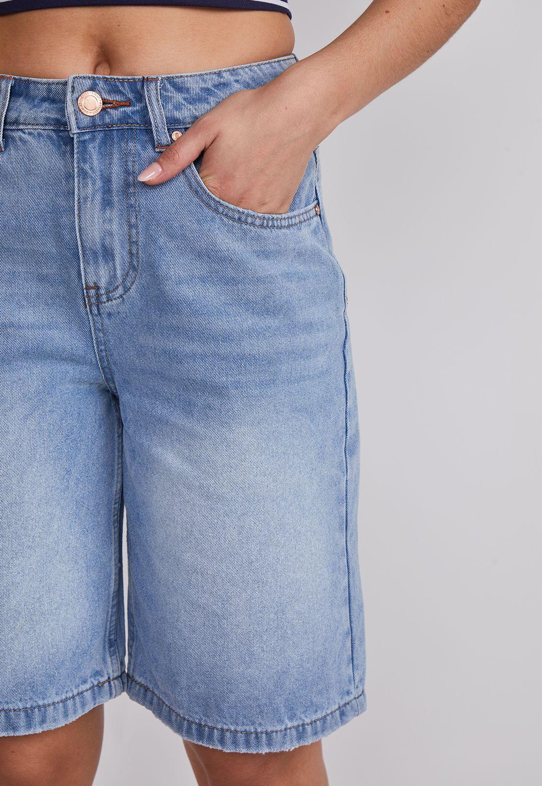 Short Mujer Denim Tiro Medio Celeste Sioux-2