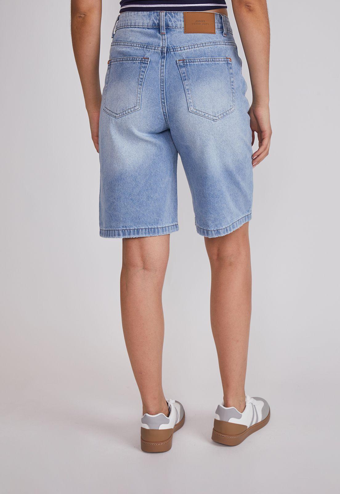 Short Mujer Denim Tiro Medio Celeste Sioux-3