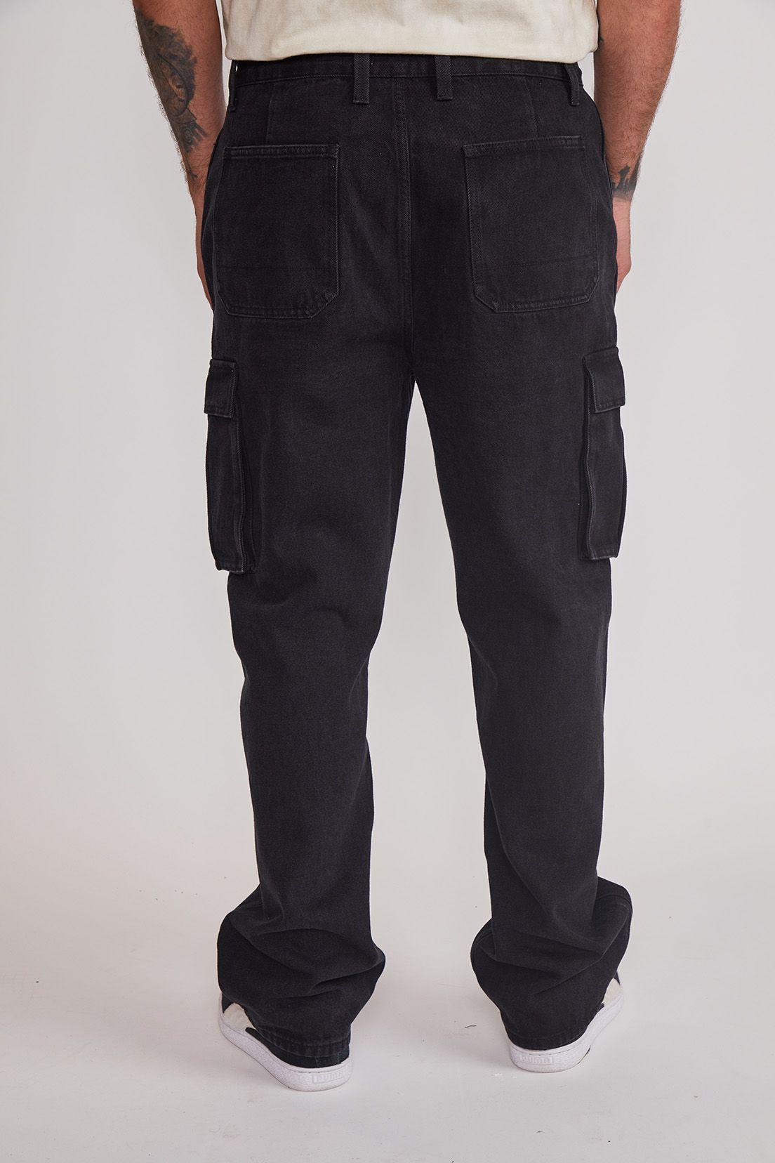 Jeans Hombre Baggy Cargo Negro Sioux-1