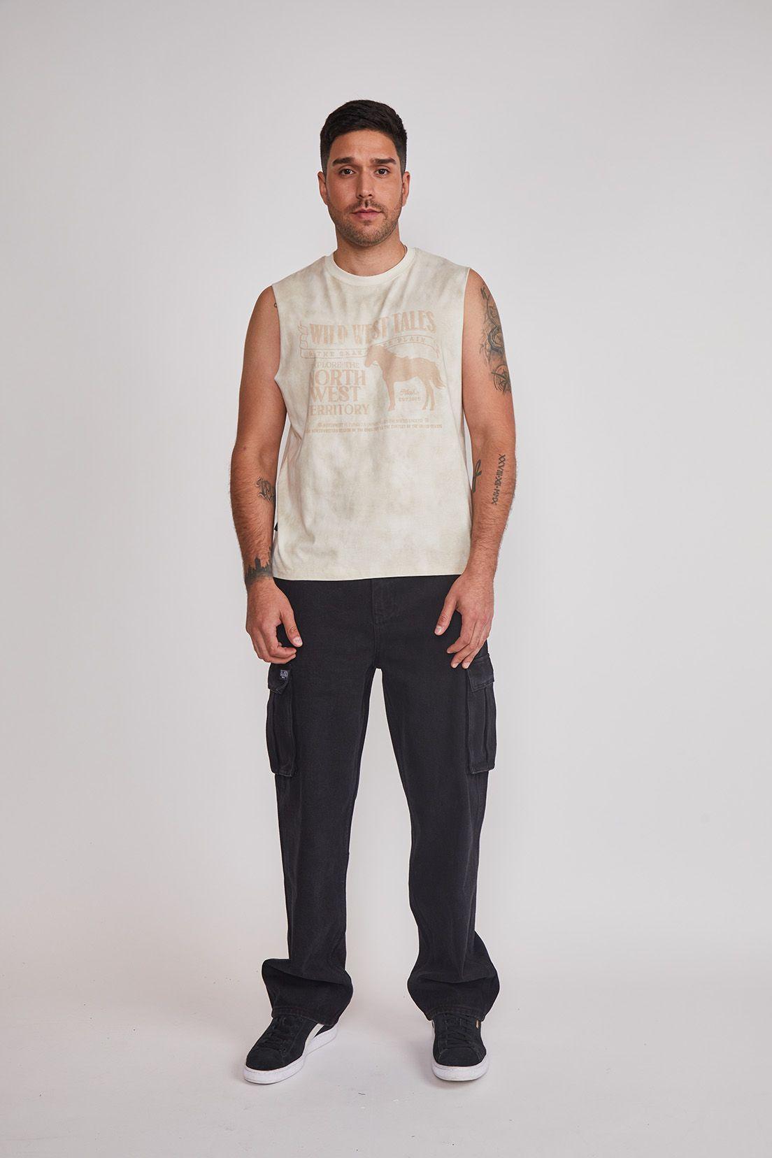 Jeans Hombre Baggy Cargo Negro Sioux-4