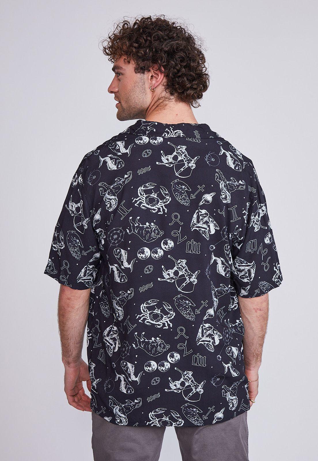 Camisa Hombre Full Raport Viscosa Negro Sioux-2