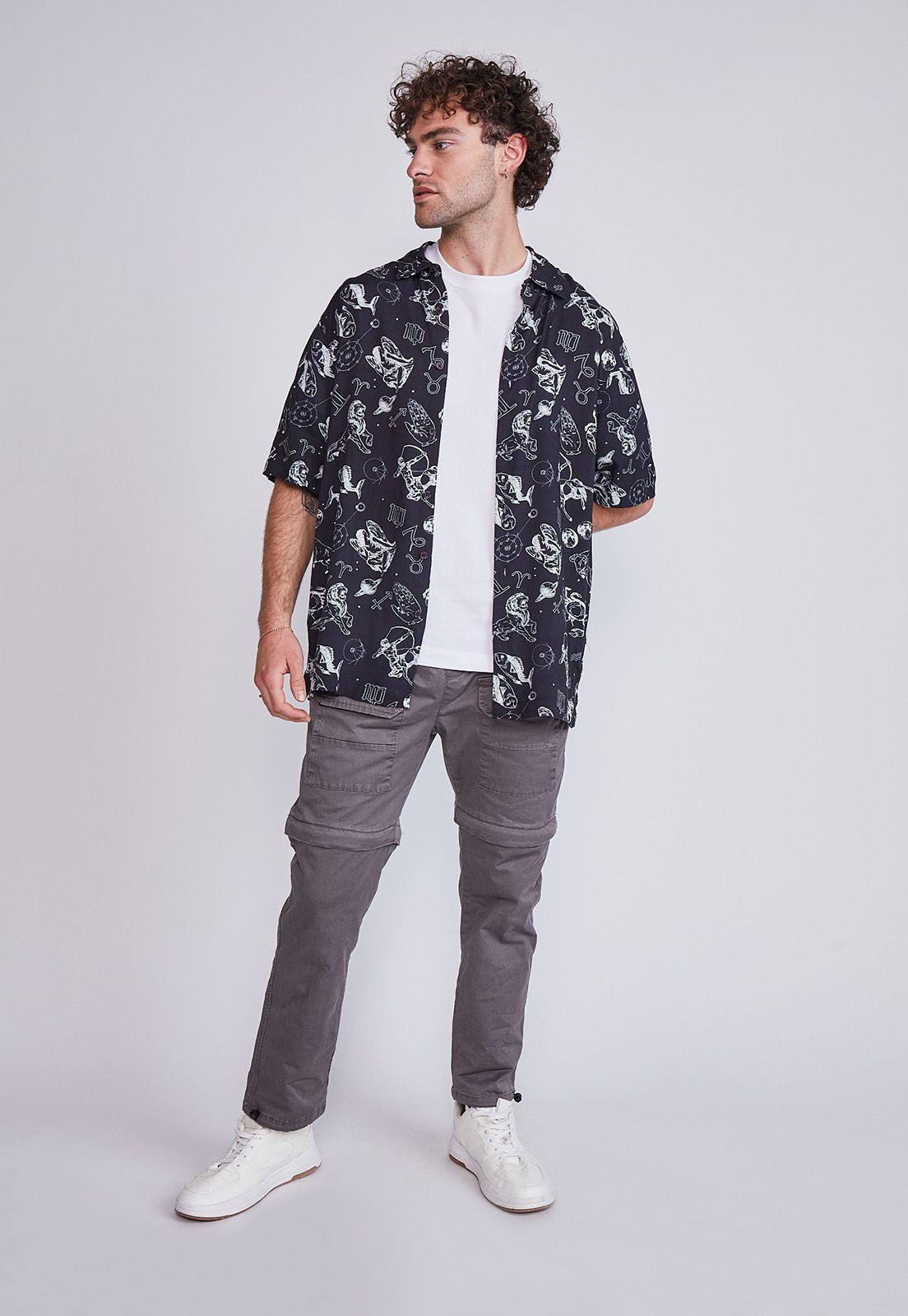 Camisa Hombre Full Raport Viscosa Negro Sioux-3