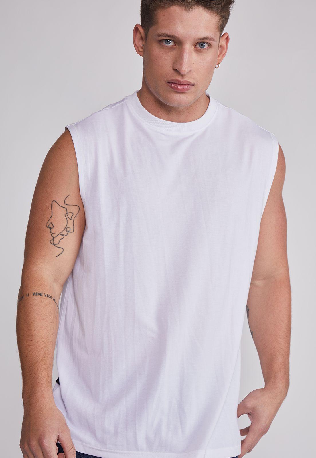 Polera Sin Manga Hombre Oversize Sport Blanco Sioux-1
