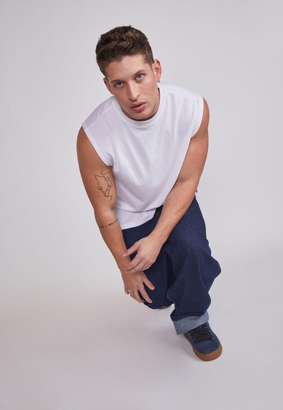 Polera Sin Manga Hombre Oversize Sport Blanco Sioux-2