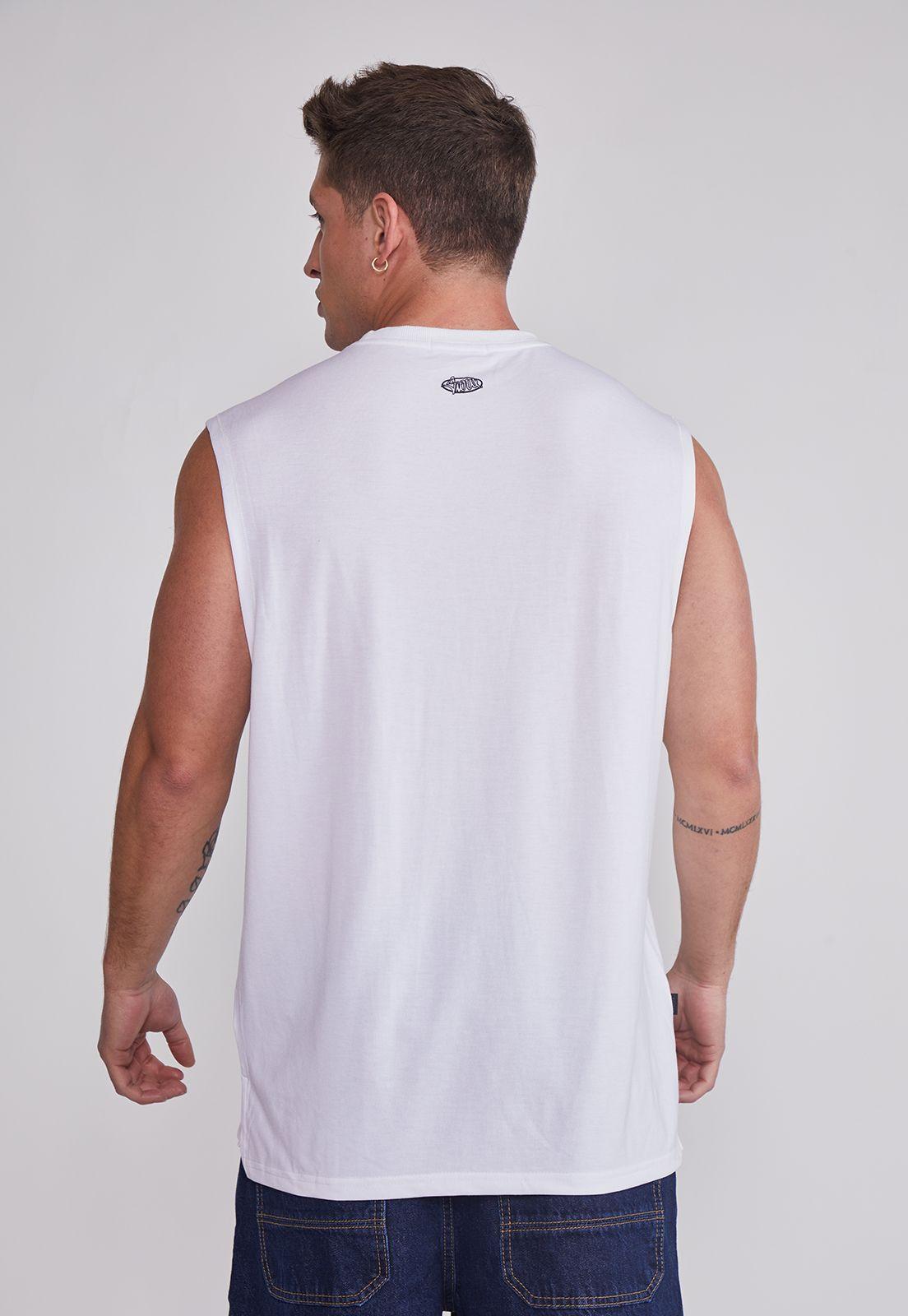 Polera Sin Manga Hombre Oversize Sport Blanco Sioux-3