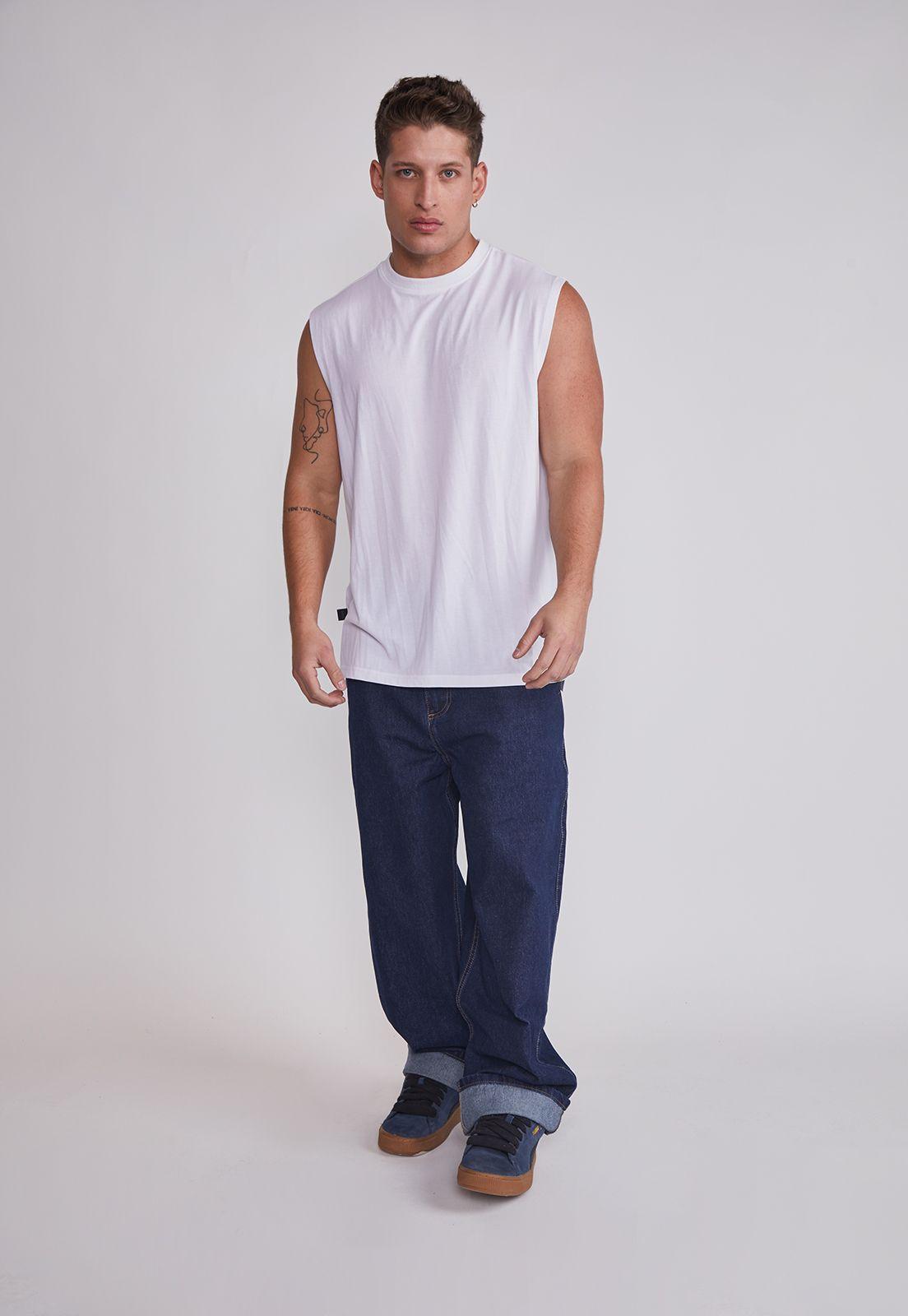 Polera Sin Manga Hombre Oversize Sport Blanco Sioux-4