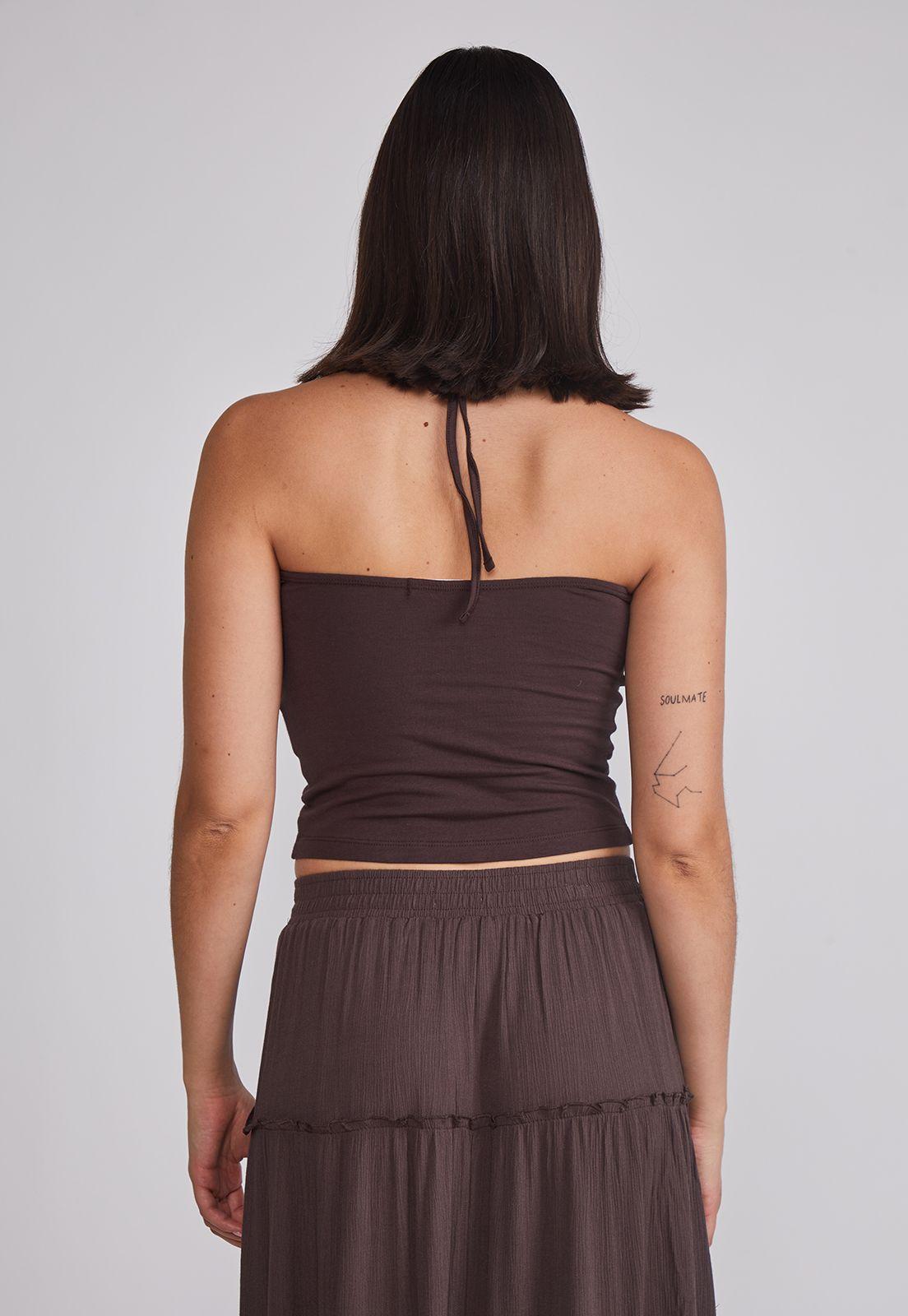 Peto Mujer Lazo Cuello Café Sioux-3