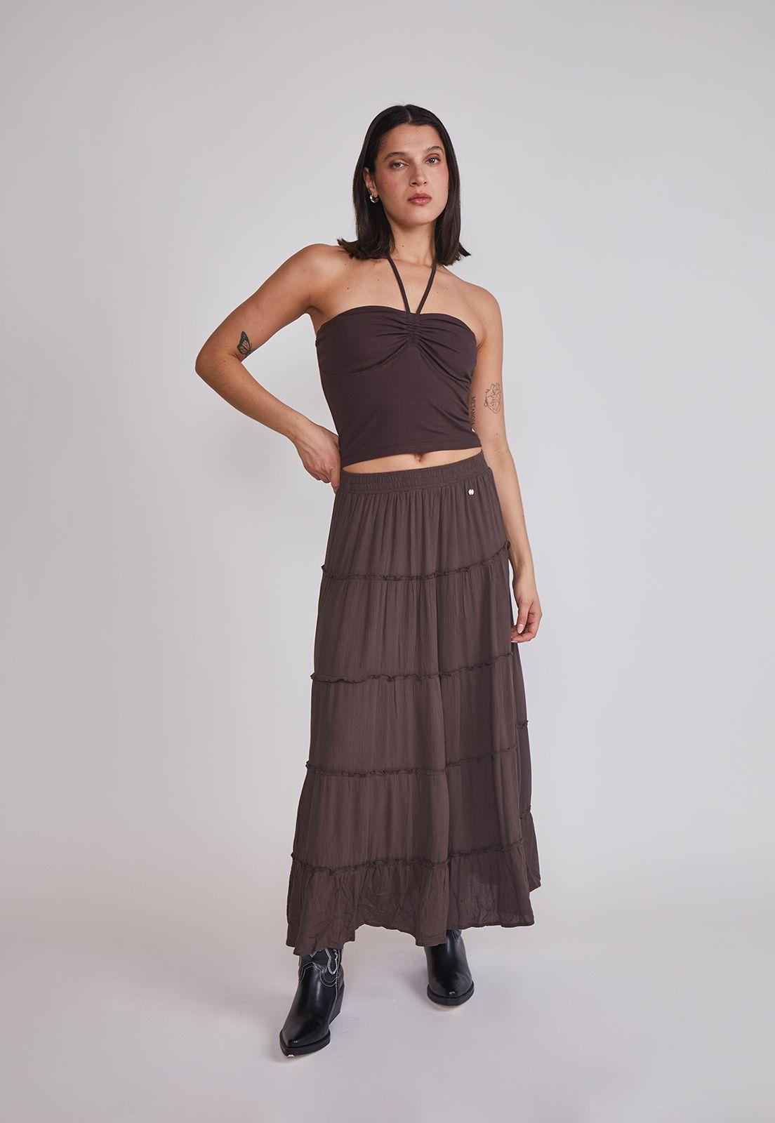 Peto Mujer Lazo Cuello Café Sioux-4