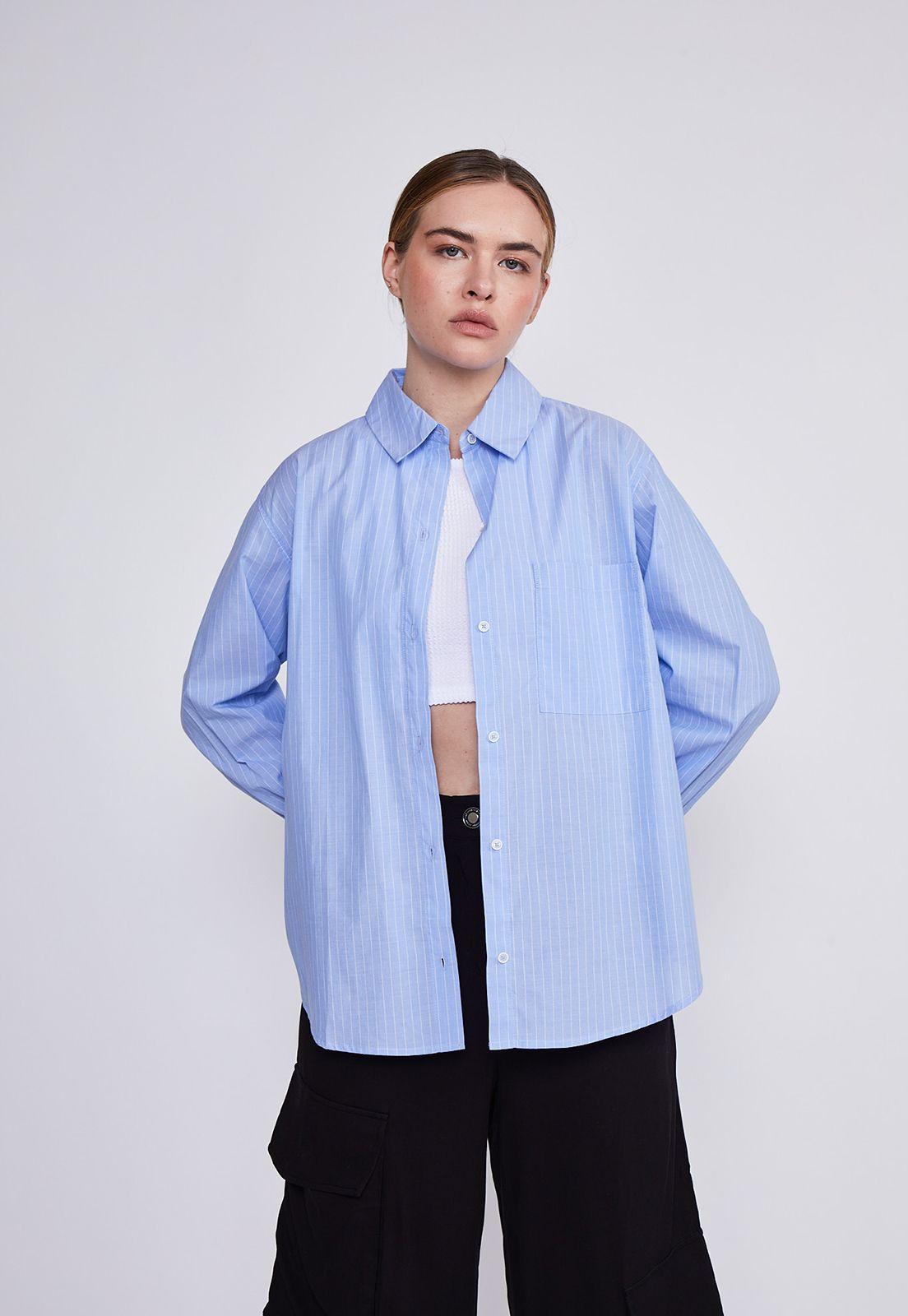 Blusa Mujer Celeste Rayas Sioux-0