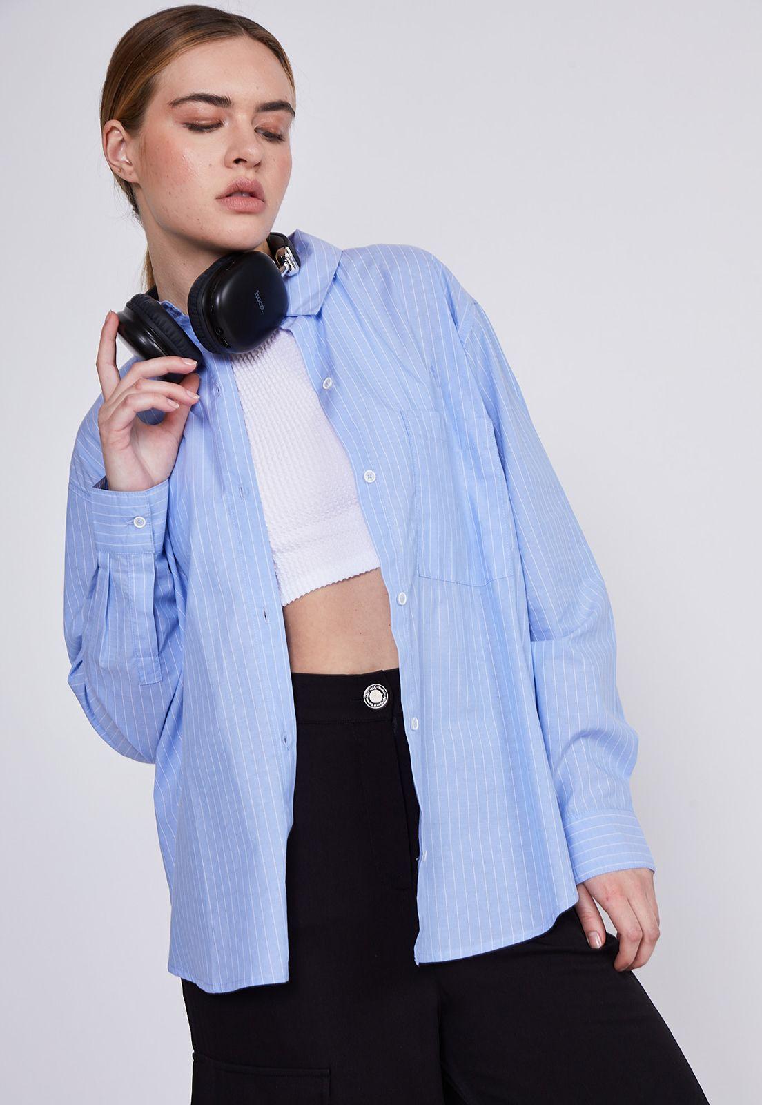 Blusa Mujer Celeste Rayas Sioux-4
