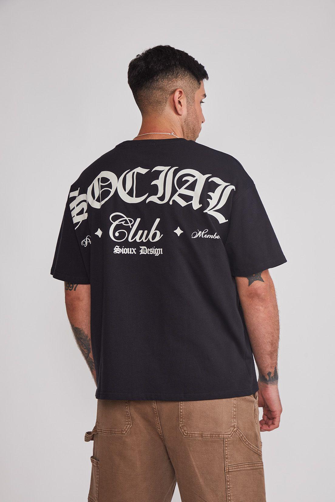 Polera Hombre Oversize Espalda Negro Sioux-3