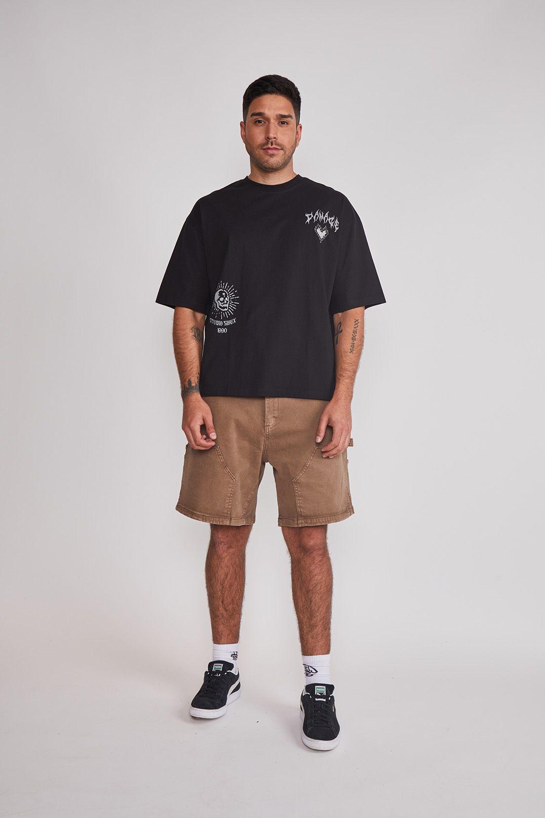 Polera Hombre Oversize Espalda Negro Sioux-4