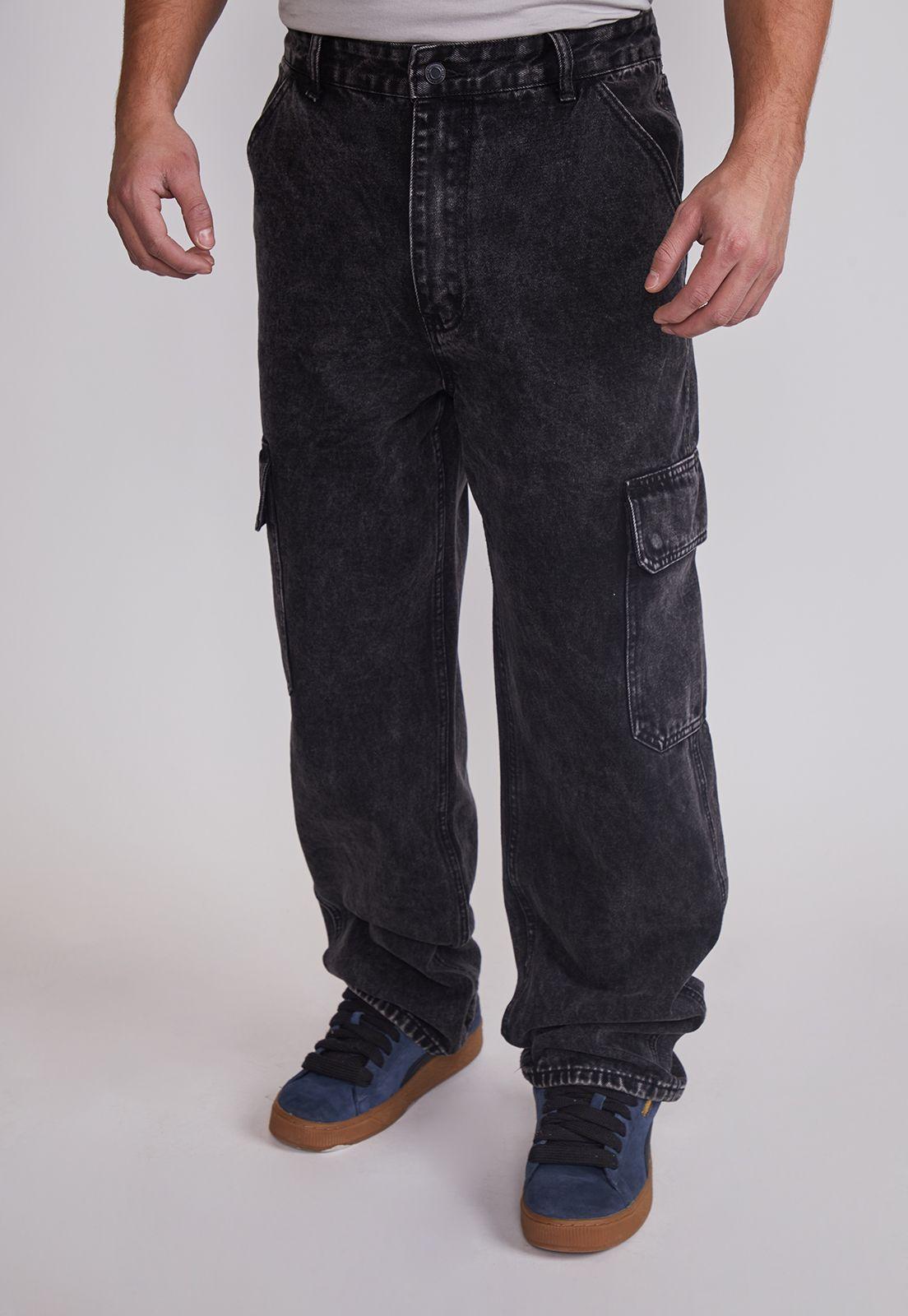Jeans Hombre Cargo Celeste Negro Sioux-0