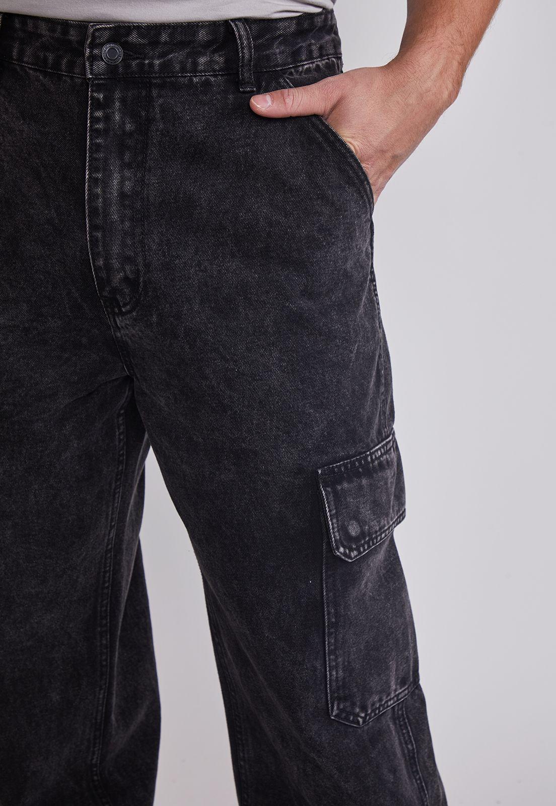 Jeans Hombre Cargo Celeste Negro Sioux-1