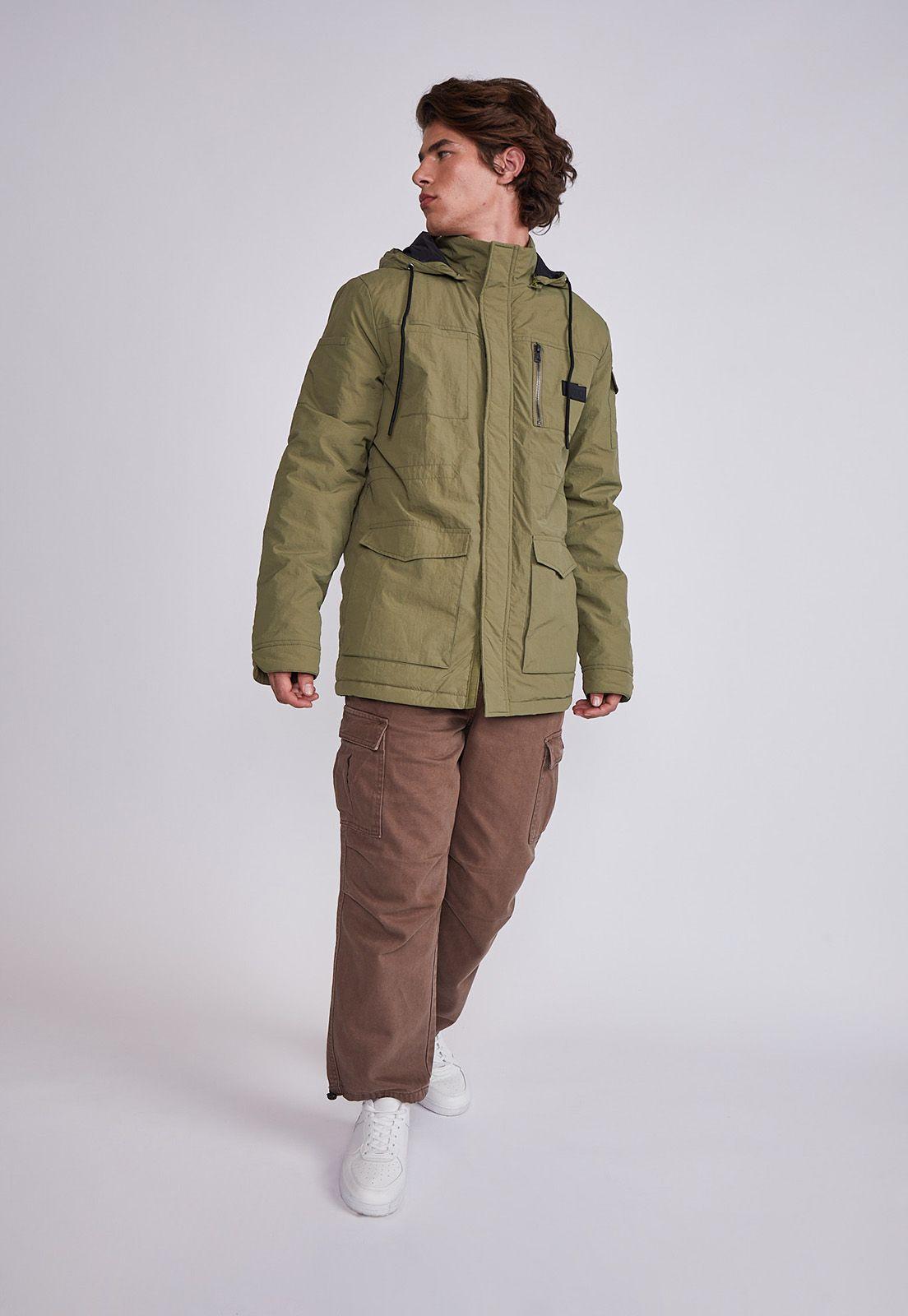 Chaqueta Hombre Verde Larga Multibolsillo Sioux-3